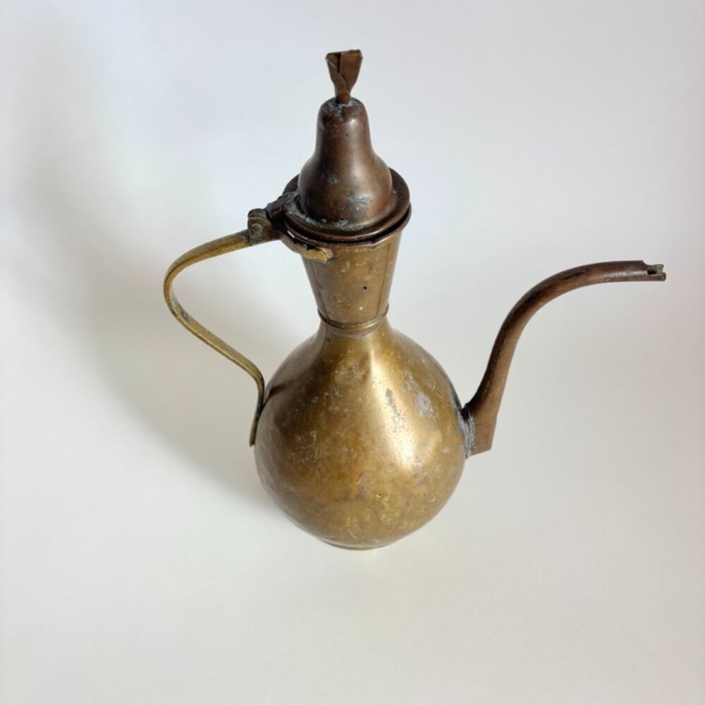Vintage 19th Century Brass Ewer Pitcher - Middle Eastern Handcrafted Decor - Picture 2 of 9